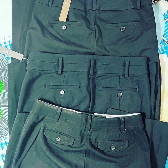🔥 NWT LOT OF 3 LOFT WOMEN COTTON WORK BUSINESS TROUSERS 2 WIDE 1 PENCIL - Picture 4 of 16